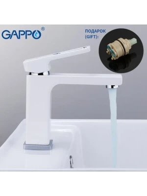Смеситель для раковины Gappo G1017-8, латунь в цвете  белый/хром