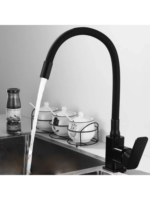 Смеситель для кухни Frud R43152, с гибким изливом, однорычажный, черный