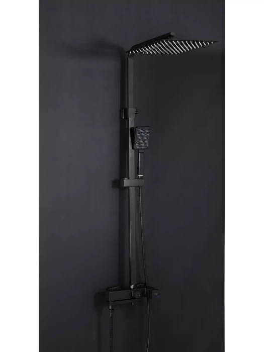 Душевая стойка со смесителем Frap F24802-16 с тропическим душем, черный