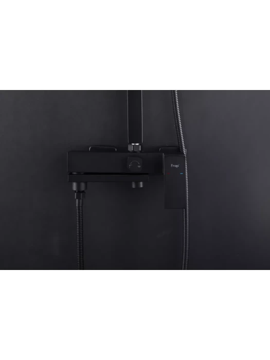 Душевая стойка со смесителем Frap F24802-16 с тропическим душем, черный