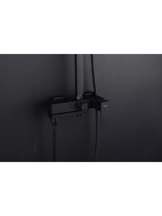 Душевая стойка со смесителем Frap F24802-16 с тропическим душем, черный