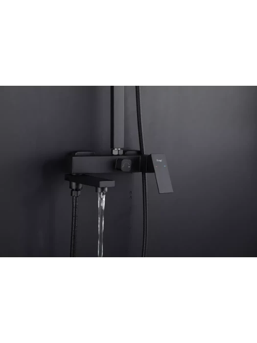 Душевая стойка со смесителем Frap F24802-16 с тропическим душем, черный