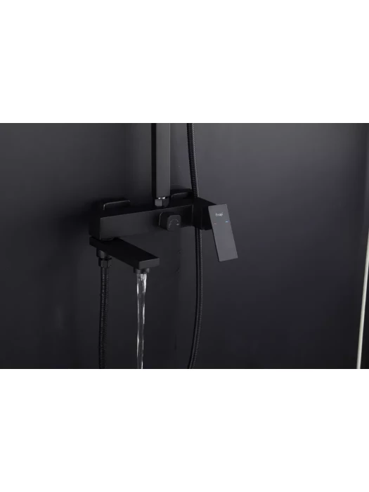 Душевая стойка со смесителем Frap F24802-16 с тропическим душем, черный