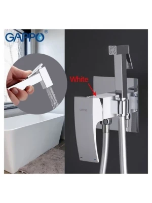 Смеситель с гигиеническим душем встраиваемый Gappo G7207-8, латунь, цвет белый/хром