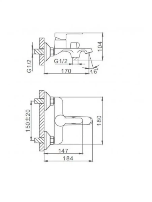 Смеситель для ванны Frap F3241, белый, латунь, длина шланга 1500мм