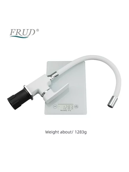 Смеситель для кухни Frud R43153, с гибким изливом, однорычажный, белый/хром