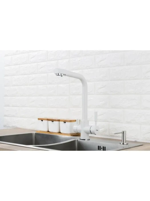 Смеситель Frap F4352-8, для кухни, со встроенным фильтром (краном) под питьевую воду, белый