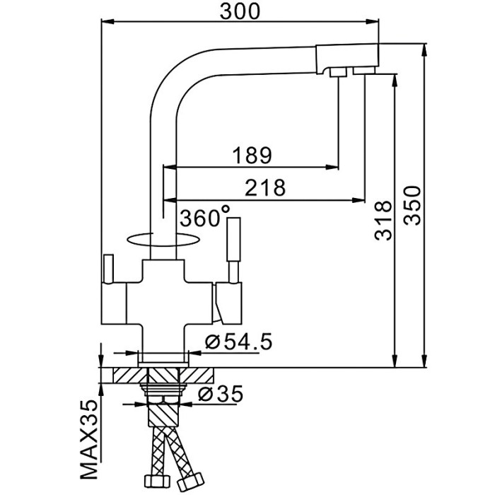 Смеситель Frap F4352-8, для кухни, со встроенным фильтром (краном) под питьевую воду, белый