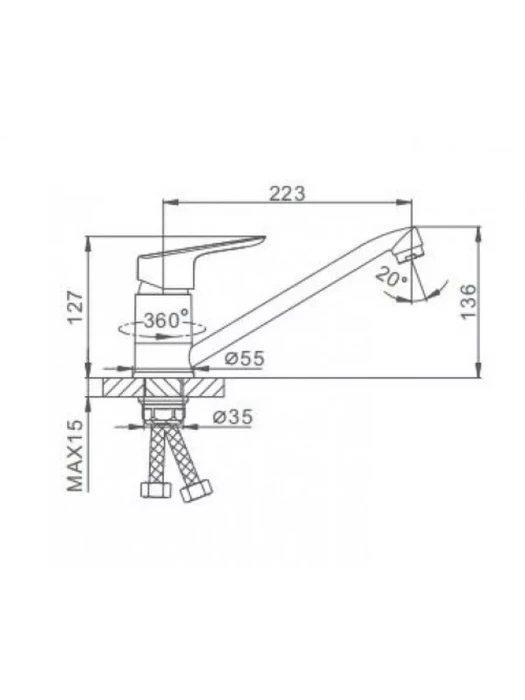 Смеситель для кухни Frap F49703-B, однорычажный, поворотный излив, хром