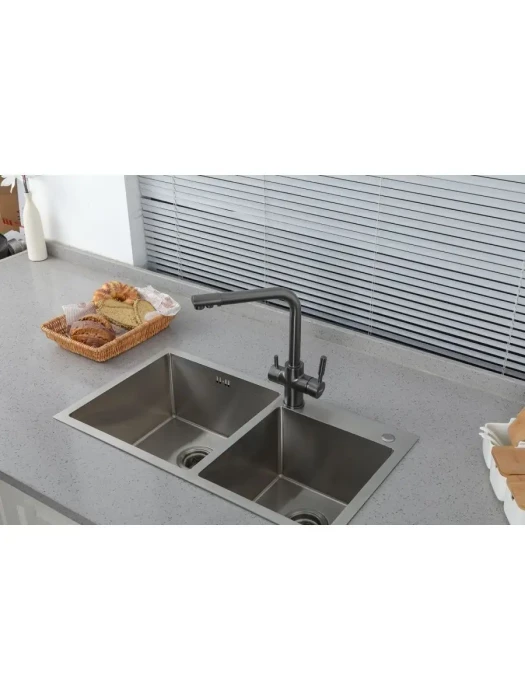 Смеситель для кухни Frap F4352-9, под фильтр, цвет оружейная сталь