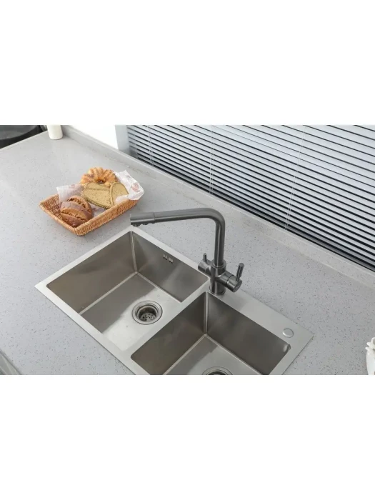 Смеситель для кухни Frap F4352-9, под фильтр, цвет оружейная сталь