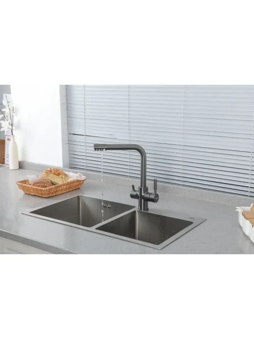 Смеситель для кухни Frap F4352-9, под фильтр, цвет оружейная сталь