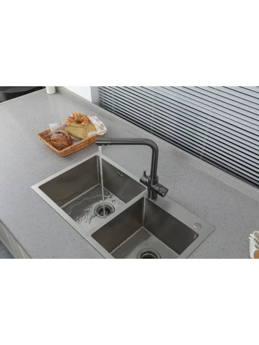 Смеситель для кухни Frap F4352-9, под фильтр, цвет оружейная сталь