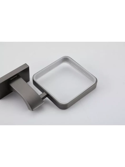 Ершик для унитаза Gappo G0710-9, настенный, с креплением, латунь, стекло, серый