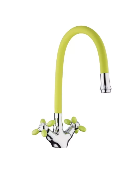 Смеситель для кухни Frud R44127-6, с гибким изливом, поворотный излив, желтый
