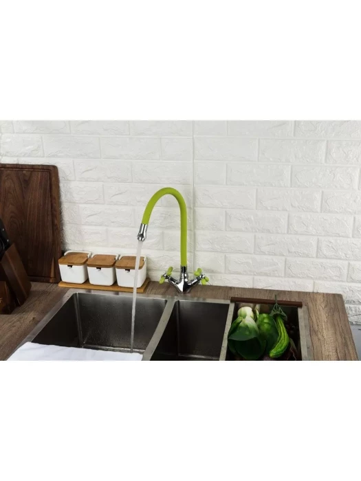 Смеситель для кухни Frud R44127-6, с гибким изливом, поворотный излив, желтый