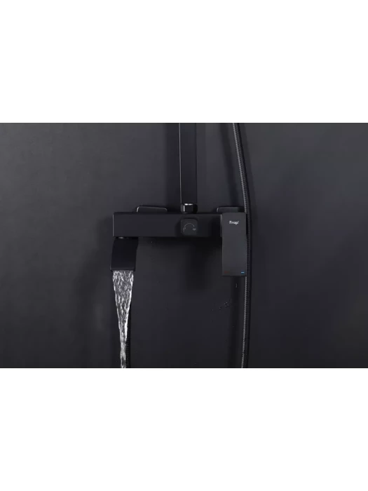 Душевая система Frap F24803-16, нержавеющая сталь, черный, вертикальная