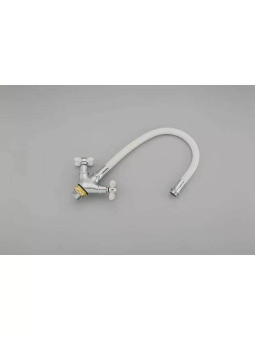 Смеситель для кухни Frud R44127-7, с гибким изливом, двухвентильный, белый/хром