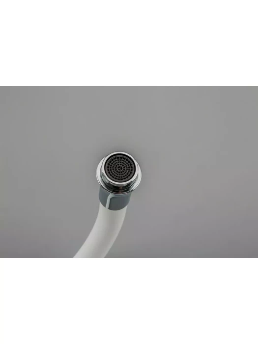 Смеситель для кухни Frud R44127-7, с гибким изливом, двухвентильный, белый/хром