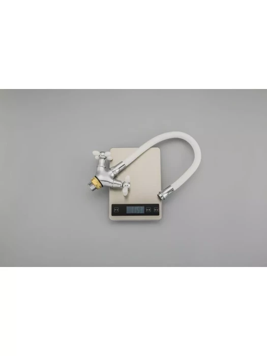 Смеситель для кухни Frud R44127-7, с гибким изливом, двухвентильный, белый/хром