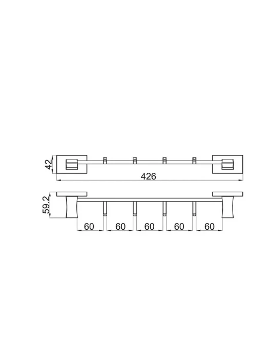 Крючок для ванной Gappo G0716-43, с 4 крючками, латунь, золотистый