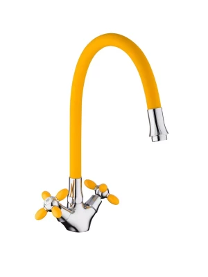 Смеситель для кухни Frud R44127-9, с гибким изливом, оранжевый, хром
