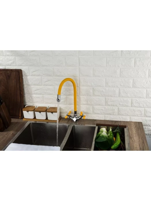 Смеситель для кухни Frud R44127-9, с гибким изливом, оранжевый, хром