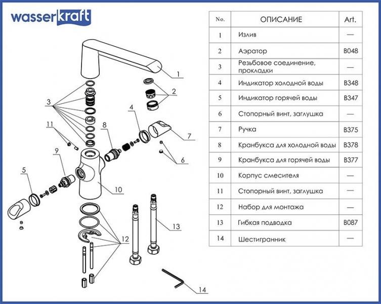 Смеситель для раковины Wasserkraft 1207