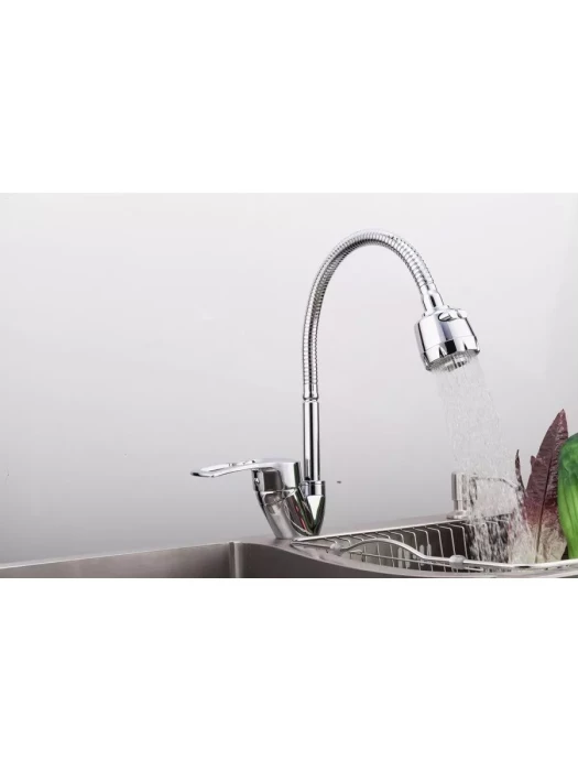 Смеситель Frap F43701-B, для кухни, гибкий излив, 360°, хром