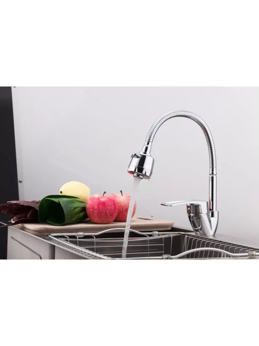 Смеситель Frap F43701-B, для кухни, гибкий излив, 360°, хром