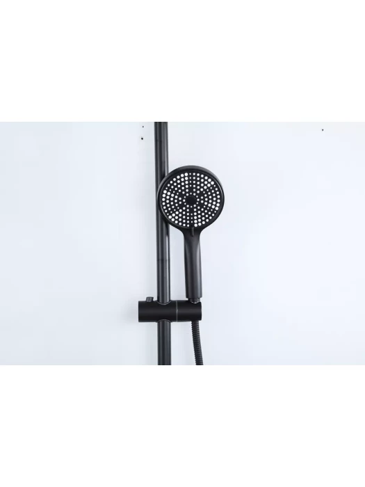 Душевая стойка Frap F24806-6, нержавеющая сталь, PVD покрытие, черная