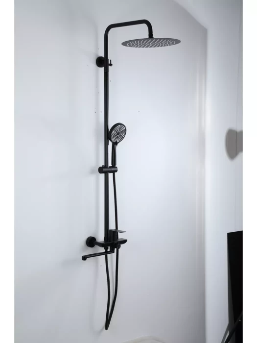 Душевая стойка Frap F24806-6, нержавеющая сталь, PVD покрытие, черная