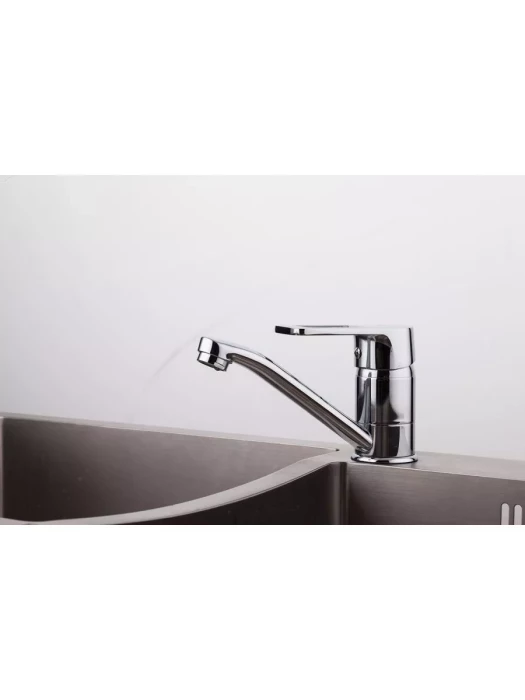 Смеситель для кухни Frud, R45072, гибкая подводка, хром, однорычажный, поворотный излив