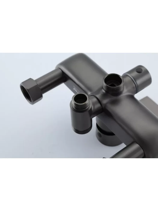 Душевая стойка со смесителем Frap F24806-9 с тропическим душем, цвет оружейная сталь