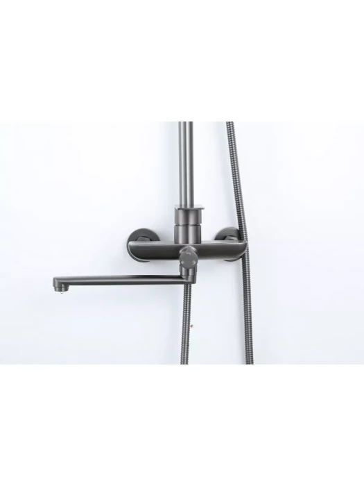 Душевая стойка со смесителем Frap F24806-9 с тропическим душем, цвет оружейная сталь