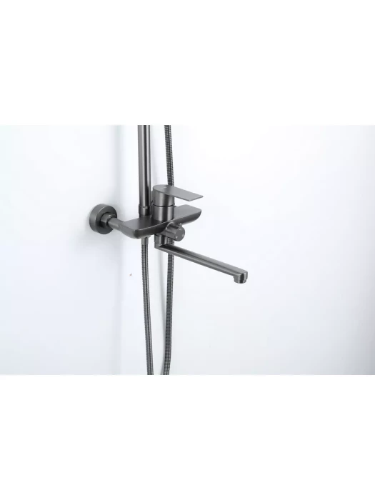Душевая стойка со смесителем Frap F24806-9 с тропическим душем, цвет оружейная сталь