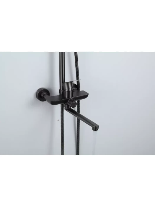 Душевая стойка со смесителем Frap F24806-9 с тропическим душем, цвет оружейная сталь