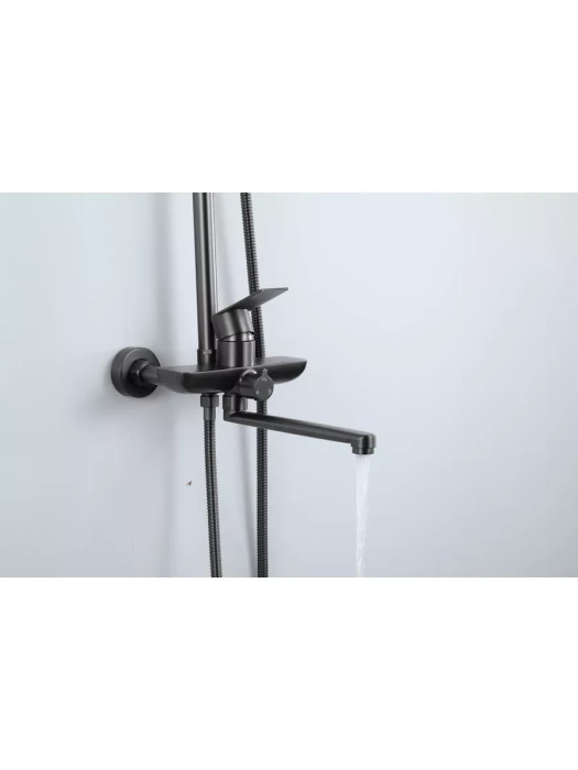 Душевая стойка со смесителем Frap F24806-9 с тропическим душем, цвет оружейная сталь
