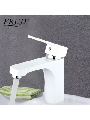 Смеситель Frud R10301-2, для раковины, фиксированный, аэратор, белый