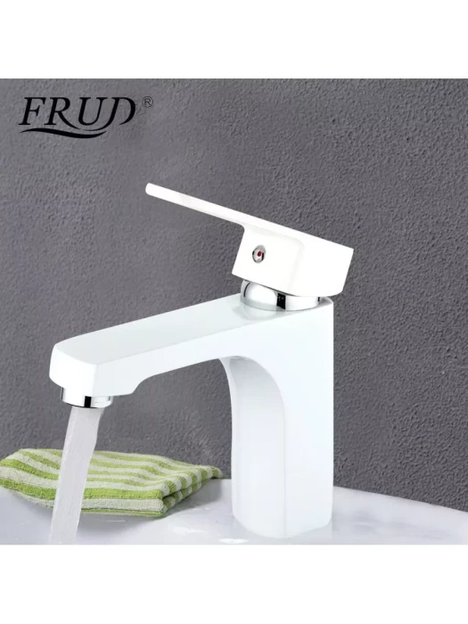 Смеситель Frud R10301-2, для раковины, фиксированный, аэратор, белый