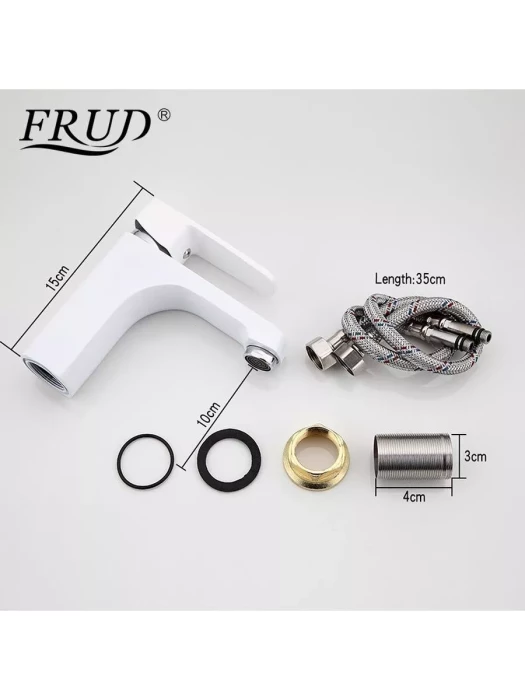 Смеситель Frud R10301-2, для раковины, фиксированный, аэратор, белый