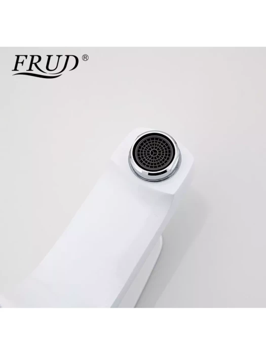Смеситель Frud R10301-2, для раковины, фиксированный, аэратор, белый