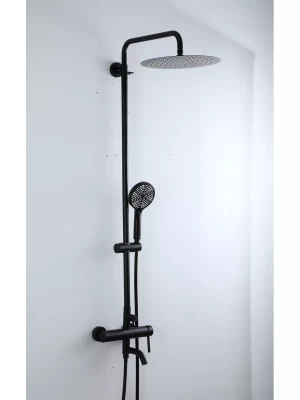 Душевая стойка со смесителем Frap F24807-6 с тропическим душем, черный