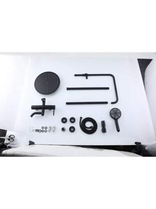 Душевая стойка со смесителем Frap F24807-6 с тропическим душем, черный