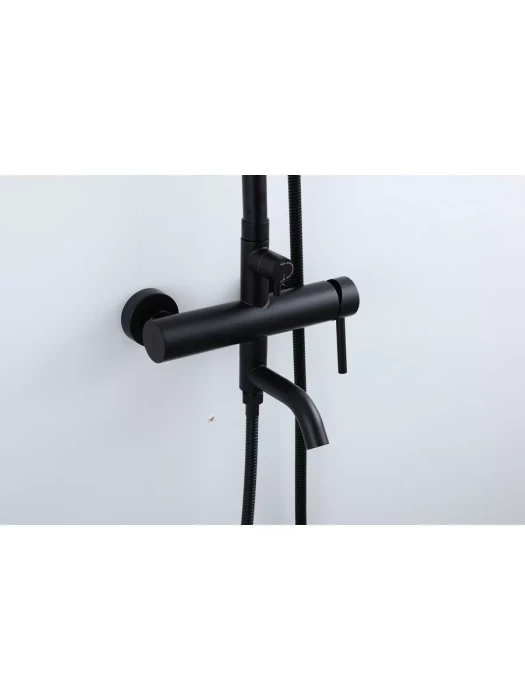 Душевая стойка со смесителем Frap F24807-6 с тропическим душем, черный