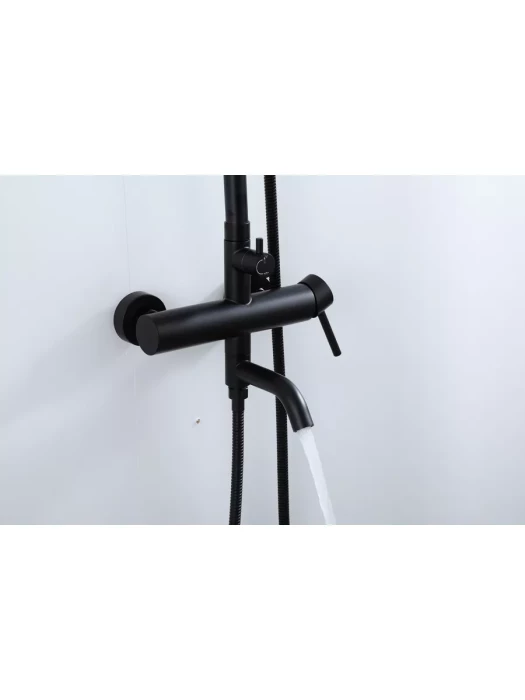 Душевая стойка со смесителем Frap F24807-6 с тропическим душем, черный