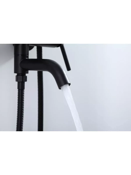 Душевая стойка со смесителем Frap F24807-6 с тропическим душем, черный