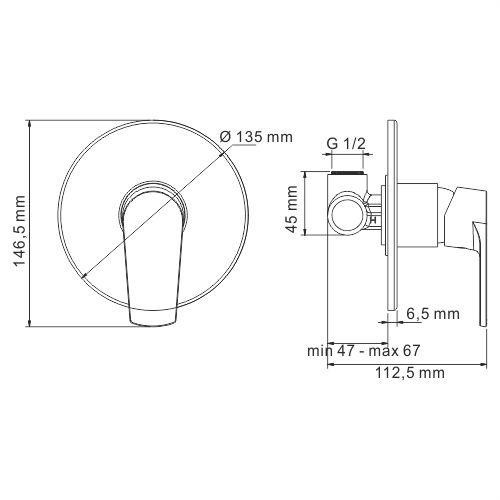 Смеситель для душа встраиваемый Wasserkraft Dill 6151