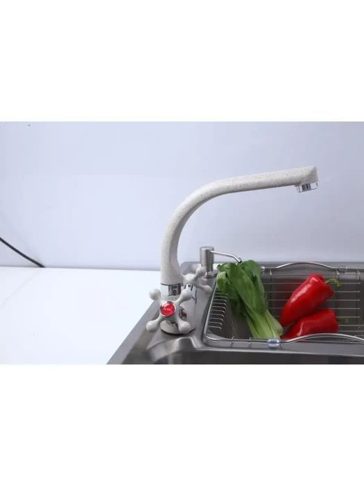 Смеситель Frap F5408-10, для кухни, поворотный излив, двухвентильный, светло-бежевый