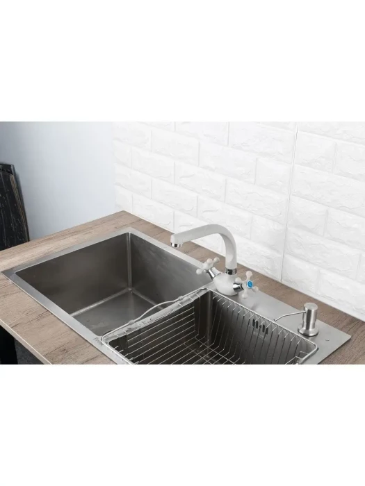 Смеситель Frap F5408-10, для кухни, поворотный излив, двухвентильный, светло-бежевый
